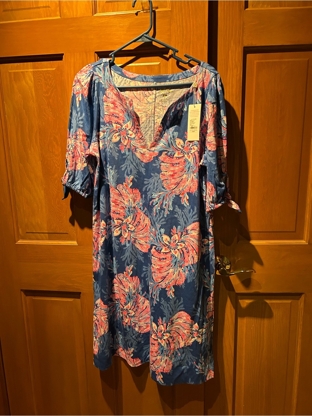 Lilly Pulitzer Blue Dress with Pink, Blue and Coral Floral Print